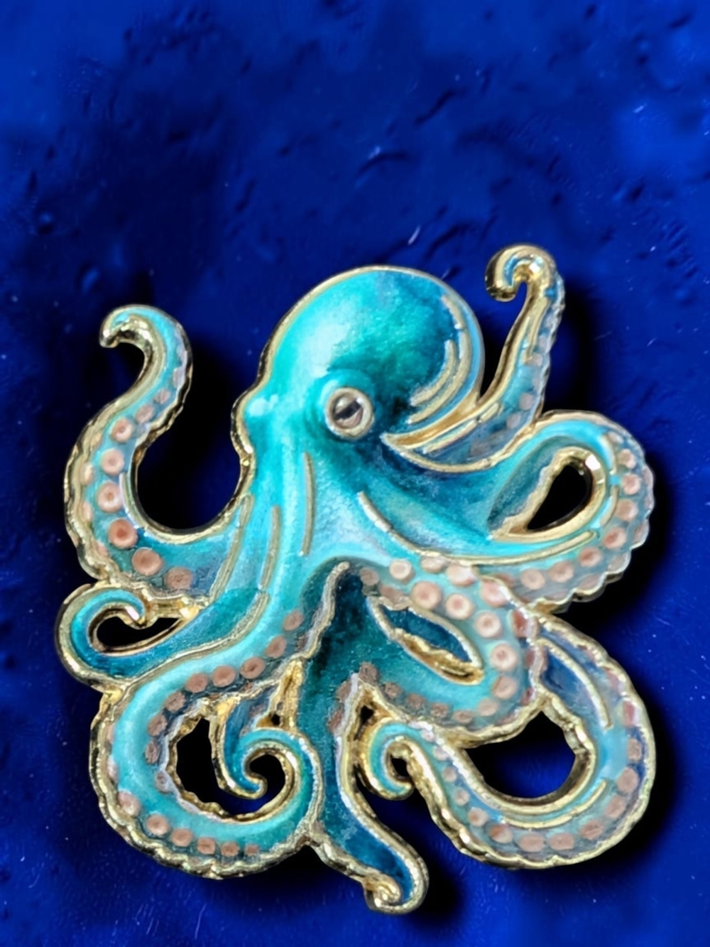Turquoise Octopus Pin with Gold Accents - Women Jewelry Brooches